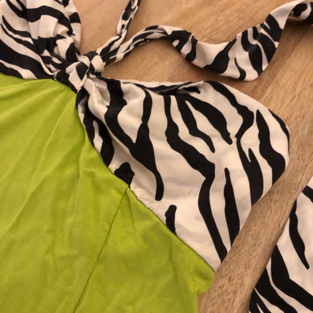 B.B Dakota lime green maxi halter with zebra print